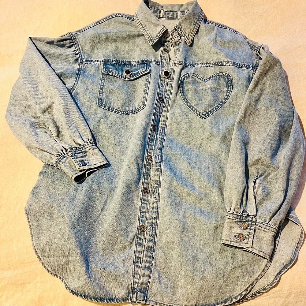 Denim Shirt Oversized with Vintage buttons